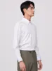 Chemises habillées pour hommes Chemise à manches longues en fibre de bambou légèrement étirée pour hommes sans poche Confortable Slim-fit Casual Polyvalent