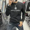 Mannen Slanke Hoodies Konijn Print Hot Diamond Mannelijke Sweatershirts Casual Ronde Hals Witte Trui Herfst Winter Nieuwe Man Kleding M-5XL