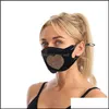 Designer Masks Cloth Face Masks Rhinestones Love Heart Patterns Rope Stretchable Mask Breathable Anti Dust Black Facemask For Adts 9 Dhqde