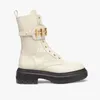 Designer Graphy Boots Women Gold Metal Booties Open Brim Beaded Black White Leather Shoes Accessories Eyelets Zipper Size 35-42