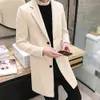 Men's Fur Faux Woolen Coat Fashion Mid-length Boutique Pure Color Business Casual Wool High-end Slim Size S-5XL T221007