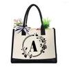 Torby na zakupy Fashion Canvas torebka dla kobiet list z drukowaniem przenośnej torby na ramię dziewczęce prezenty urodzinowe