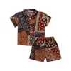 Zestawy odzieży Boys Cyfrowe ubrania z nadrukiem Zestaw na szyję z krótkim rękawem na guziki Koszulę Elastyczne talii 6m-5t
