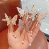 Acessórios para cabelos Super Fairy Moving Butterfly Hairpin Girl Firl's Children's Rhinestone Pearl Tassel Tassel Ancient Style Hairclip Princess