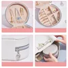 Round Jewelry Storage Box Portable PU Leather Jewellery Storage Ring Earring Necklace Packaging Display Case Organizer Party Favor SN4725