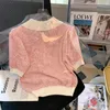 Słodkie miękkie stylowe dzianinowe sweter pullover kobiety 2022 Summer krótkiego rękawu Casual High Street Fashion Chicka żeńskie topy T-shirty