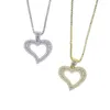 Choker 2022 Gold Silver Color Hollow Heart Charm Pendant Paved 5A Cubic Zircon With Box Chain Necklace For Women Lady Wedding Jewelry