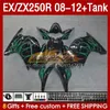 Injection Fairings & Tank For KAWASAKI NINJA EX250R ZX250R green flames 2008 2009 2010 2011 2012 ZX250 EX250 R 163No.106 ZX-250R 08-12 EX ZX 250R 08 09 10 11 12 OEM Fairing