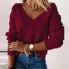 Swetery damskie długie rękawowe sweter w szyku V Pullovers Bawełny kaszmirowy luźny dzianina pullover sueter mujer invierno 2022 #g2