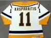 Men Retro 11 DARIUS KASPARAITIS Hockey Jerseys Stitched Black Blue White Home Away Uniforms