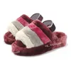 Designers vinter tofflor kvinnor sandal skjutreglage sandaler fluffiga skor päls