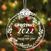 DHL Stock Christmas Decoration Memorial Day Pendant Sublimation Blanks Hanging Hole Organic Glass Tree Ornaments Round Party Home Decors FY5619 P1017