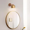 Wall Lamp Northern Europe Light Luxurious Brass Mirror Headlight Bedroom Bedside A Living Room Background Bring Line Plug Open