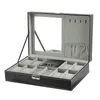 Bekijk dozen sieraden Organisator Box PU Leer met spiegelopslagcase voor hangers Men Vrouwen