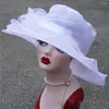 Berets 2022 Women Elegant Sun Hats Wide Brim Dress Wedding Party Beach Floral Multi-layered Hat