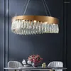 Ljuskronor Creative LED Crystal Chandelier Gold Metal Lighting Fixtures Round Suspension Lamps For Dining Hall Living Room Kitchen Island