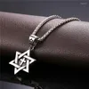 Pendant Necklaces Star Of David Cross Charm Jewish Jewelry Women Men Stainless Steel Gold Color Pendants P002