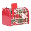 Juldekorationer Santa Claus Candy Box Iron Storage Organizer Tin Mailbox Ornaments Kids Gift M6ce