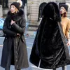 女性のトレンチコート冬用ジャケットパーカス女性の長いフード付きファーカラー厚い暖かいジャケット女性