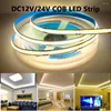 Remsor 12V 24V COB LED -strip Light IP20 IP67 Vattentät 320/384 LED/M RA90 Hög densitet Flexibel banddiode mjuk dimbar