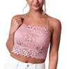 Kvinnors tankar Bandage Top For Women Womens Lace Crew Neck Camisole Spaghetti Strap ärmlös skjorta Svart alla bomullstoppar