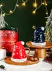 Tassen Weihnachtsmütze Becher mit Deckel Keramik Kaffeetasse Paar Trinkgläser Tazas Büro Nachmittagstee Party Home Drinkware Geschenke