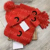 Kvinnor Beanies Set Luxury Letter Wool Scarves Winter utomhus varma stickade handskar
