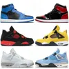 할인 Jordns 2022 Jumpman 1 1S Mens 농구화 4 4S University Blue Patent Bred Red Thunder Brotherhood Black Cat White Oreo