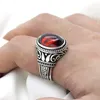 Bagues en grappe 925 bague en argent pour hommes Zircon rouge incrusté Sterling Vintage Design bijoux cadeaux pour hommes et femmes