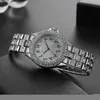 Wristwatches Gold Luxury 2PCS/Set Female 2022 Rhinestone Watches Women Crystal Quartz Bracelet Dress Wristwatch Clock Relogios