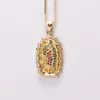 Pendant Necklaces 5psc/lot 18 Inches CZ Religious Belief The Blessed Virgin Mary Gold Necklace Daily Jewelry Unisex