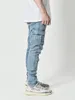 Heren Designer Jeans Mannelijke Broek Casual Katoenen Denim Broek Multi Pocket Cargo Heren Mode Stijl Potlood Zijzakken