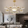 Lâmpadas pendentes da sala de estar de luxo pós -moderna nórdica pós -moderna lustre atmosférico led de lâmpada molecular vermelha redonda quarto jantar