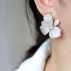 Örhängen Mode Gyllene Färg Cubic Zirconia Big Flower Örhänge för kvinnor