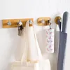 Haczyki drewniane wieszaki na samolą na ścianę wiszącą ze stali nierdzewnej bambo hak hak parasolowe torby ubrania uchwytowe kuchnia do przechowywania łazienka