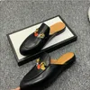 Luxury Mules Designer Slides Women Men Slippers Genuine Leather Loafers Sandals Princetown Metal Chain Shoe Metal Button Flat Slipper With Box Size 35-46