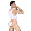 Hommes Body Shapers Hommes Une-pièce Dos Creux Sexy Lingerie Gilet Hanche Exposée Respirant Ultra-mince Gay Vêtements Serrés Sissy Sous-Vêtements