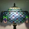 Table Lamps Tiffany Retro Stained Glass Peacock Feather Desk Lamp Living Room Bedroom Dining Bar Cafe Eye Protection LED E27