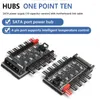 Computerkabels 4pin 4-pins PWM Fan Hub 10-kanaals Intelligente temperatuurregeling Controller Big 4p Port/SATA-poort voeding