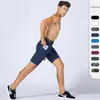 Heren shorts shorts heren pro fitness pocket sport training training zweet wicking snel drogende elastiek strak