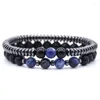 Strand 2PC Fashion Natural Stone Bangle For Men Women Club Punk Wrap Hand Jewelry Wristband Accessorio all'ingrosso