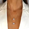 Ketens eenvoudige kleurrijke enkele stenen hangsel ketting voor vrouwen gouden kleur geometrische rechthoek 5a cz mode sieraden