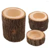 Candle Holders 3pcs/set Wooden Candlestick Round Holder Succulent Plant Flower Pot Tray Desktop Wedding Holiday Party DIY Crafts Decor