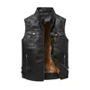 Men's Vests 2022 Brand Design Mens Womens Leather Motorcycle Retro Punk Thin Vest Or Fleece Waistcoat Sleeveless Jacket Coats S-3XL