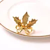 Gouden Napkin Rings Serviette Buckle Maple Leaf Round Holder Wedding Hotel Diner D1804
