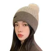 Ball Caps City Hat Women Knitted Winter Fashion Splice Hats Hairball Raccoon Warm Ski Cap Trim Baseball Adjustable