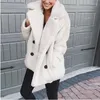 Peles feminino Solid Solid Double Brepsted Lamb Coats Mulheres 2022 Faux Plus Size and Jackets Ladies Winter Cwf0136-5