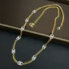 18K Plaqué Or Laiton Cuivre Pull Collier Chaîne De Taille Mode Femmes Designer Marque C-Lettre Colliers Ras Du Cou Chaîne Cristal Avec Joint En Acier Bijoux De Mariage Cadeaux