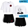 Kvinnors träningsdräkter Anime Jujutsu Kaisen Summer Women's Suit Crop Top and Shorts Track Women Tracksuit Casual Two Pieces Set Outfits