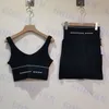 Damskie sportowe podkoszulki Top z wysokim stanem i pół spódnicą Logo marki Tank Dress Ladies Yoga Wear Dwa kolory